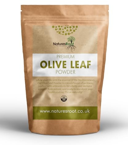 Nature's Root Olive Leaf Powder | Premium Fresh-Ground Olea Europaea | Natural Polyphenols & Antioxidant Source | Pure & Additive-Free | Vegan Superfood for Smoothies & Wellness Support (500g)