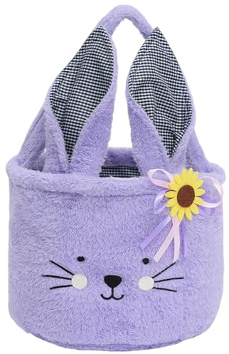 HERZWILD Osterkorb mit Henkel, Osterkörbchen Osterhasen, Osternester zum Befüllen, Osternest Basteln Hase, Körbchen Ostern, Ostern Geschenktüten, Osterdeko Osterkörbe Bastelsachen Deko (Lila)
