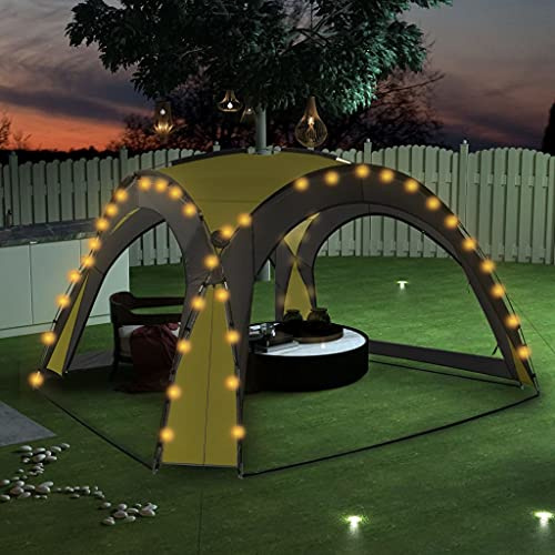 Nqyjm Tonnelle de Jardin Extérieur Tente de Réception avec LED et 4 Parois 3,6x3,6x2,3 m Vert, Pavillon Chapiteau pour Mariage, Fêtes, Camping, événements Commerciaux