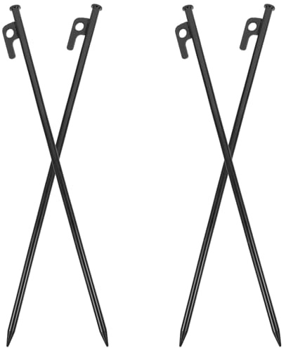 Veemoon Metall Zeltheringe 4 Stück Schwarz 40cm Extra Lange Campingheringe für Schnee und Strand Outdoor Zeltnägel für Harten und Weichen Boden Campingzubehör