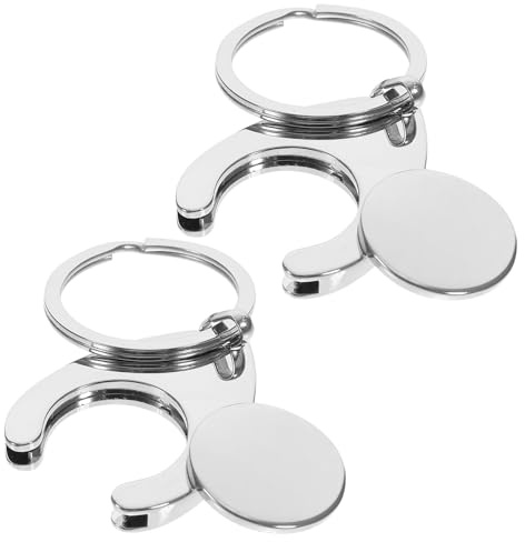 MOBUTOFU 2pcs Metal Shopping Trolley Token Key Ring Keychain Portable Cart Coin Pendant for Grocery Store Use