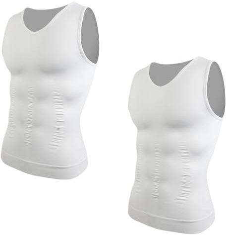YDYAENIO Shapewear pour Homme Lot de 2 débardeurs Compression for Homme, col en V, Gaine Amincissante, Ventre Plat