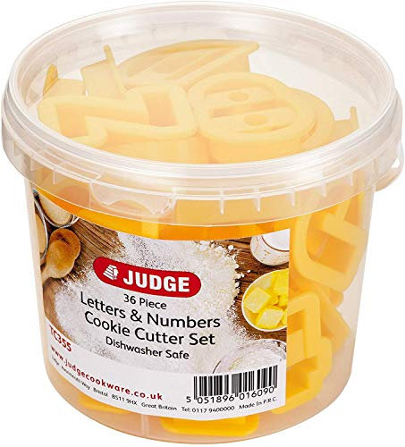 Judge 36 Piece Coloured Cookie Cutter, Letters and Numbers, Yellow, 20 x 30 x 25 cm