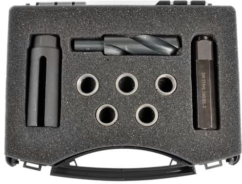 SW-Stahl 26055L Lambdasondengewinde Reparatursatz M18 x 1.5, 8-teilig | Reparaturkit mit HSS-Bohrer und Eindrehwerkzeug zur Instandsetzung von Lambdasonden-Gewinde, inkl. Reparaturhülsen