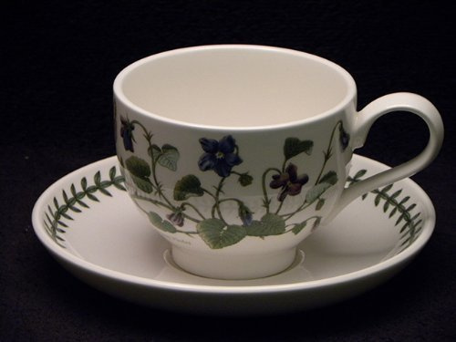 Portmeirion Botanic Garden - Tazza da colazione con piattino, colore: Viola dolce Portmeirion