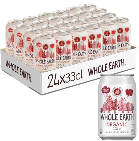Whole Earth Organic Sparkling Cola Drink, 24x 330 ml, Flavoured Fizzy Soft Drink Made with Fruit Juice, 100% Natural Ingredients, No Added Refined Sugar, Vegetarian & Vegan, Multi Pack