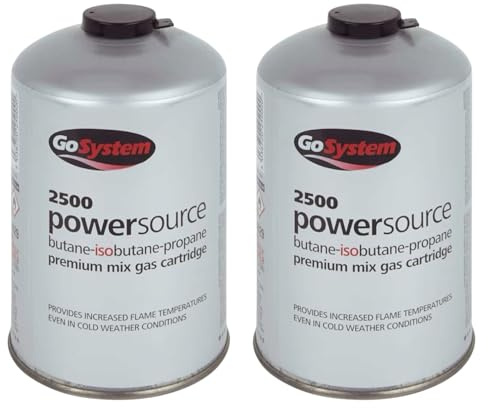 GoSystem 2X Butane Propane Threaded Mix Gas Cartridge - Silver, 445 gram