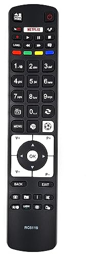 Ersatz Fernbedienung RC5119 for FINLUX | HITACHI | Kendo | Luxor | Polaroid | SALORA | TECHWOOD | Wellington | Smart TV DVD | Netflix & YouTube