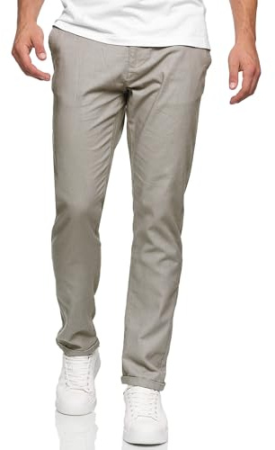 Indicode Herren Bryne Stoffhose aus Baumwolle und Leinen mit 4 Taschen