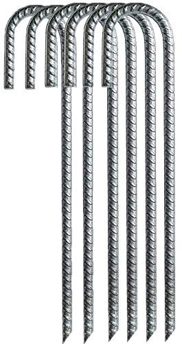 IME Steel Ground Stakes Heavy Duty Galvanized Steel J Hooks Anchors, Garden Stake Pegs for Camping Tents Trampoline Canopies Animals Playset Sheds Car Ports Swing Sets (12 inch,6pack)