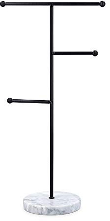 Navaris Schmuckständer aus Marmor und Metall - Schmuckbaum für Ketten Ohrringe Ringe - Deko Schmuck Aufbewahrung - Schmuckhalter Ständer Ring Kette