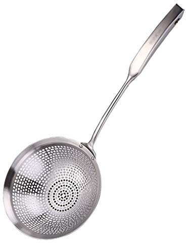 Espumadera Colador 304 de acero inoxidable grande Cuchara ranurada de acero inoxidable perfecto Fry Cucharón Skimmer y tamiz Multi-Uso ranura Cuchara desnatador de aceite de cocina Restaurantes Colado