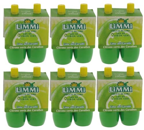 Lot de 6 Jus de Citron Vert Pressé Limmi 2 x 125ml – Jus de lime pour mojito, cocktails et cuisine – Saveur exotique