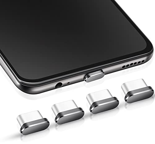 Frienda 4 Pieces Usb C Dust Plug Type-C Anti Dust Cover Compatible with Samsung Galaxy S21/Ultra Redmi Note 10 Pro HUAWEI Mate 30 Port Cap Protector for Most Type-C Smartphones and Tablets (Grey)