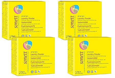 Sonett Organic Laundry Powder Detergent for Colors 42oz (Pack of 4) - With organic vegetable oil soap