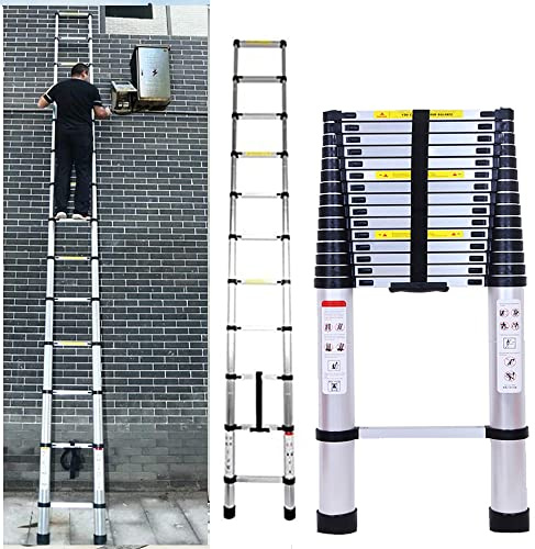 500cm Multi-Fonction Échelle Échelle de Grenier en Aluminium, Telescopic Ladder Certificat EN131 Charge Max 150kg (5m) Couleur d'origine Argent