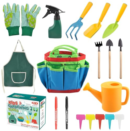 Kit Jardinage Enfant, Outils Jardinage Enfant, Set Attrezzi da Giardinaggio per Bambini, Outils de Jardinage en Plein Air, Outillage De Jardin pour Enfants, Gant Jardinage Enfant, Déguisement Jardinie