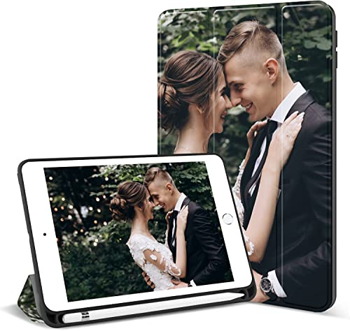 Sunrive Personalisierte hülle kompatibel mit iPad mini 5. Generation 7.9 2019/iPad Mini 4 2015 Benutzerdefiniert, Trifold Ständer Schutzhülle mit Stifthalter, Etui mit Eigenem Foto Bild Text.