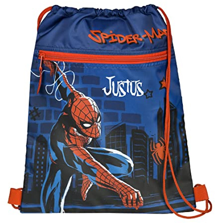 Bolsa de deporte para niño Spider-Man con nombre, bolsa de zapatos personalizada con diseño de superhéroes, ideal para guardería, escuela, deporte y ocio, Spider-Man Blue