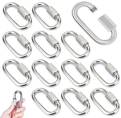 14 Stück Karabiner Schraubverschluss M4 Schraubkarabiner Edelstahl 304 Schraubverbinder Kettenglied Karabiner Rapid-Glied Schraubkarabiner Klein