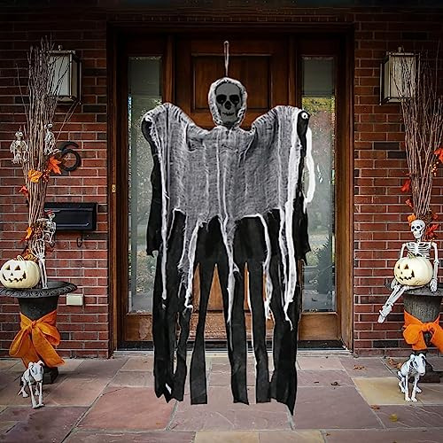 Hängende Halloween Skelett Geister Dekorationen, Sensenmann Requisiten, Schädel Gaze Geist, hängender Geist für Halloween-Dekoration im Innen und Außenbereich (Geist 1)