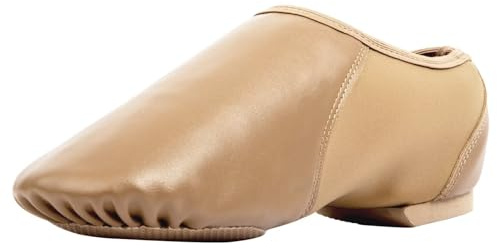 Asyusyu Jazz Shoes for Girls and Boys,Soft Vegan Leather Dance Slippers for Big Kid-4,Brown
