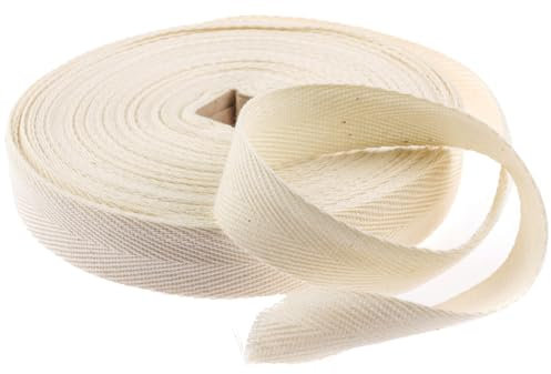 Pizsieat Schrägband Baumwollband 30 mm * 50 m Schrägband Baumwolle Nahtband Baumwoll Twill Band Natur Einfassband Köperband mit Fischgrätenstich für DIY Nähen Handwerk Stricken Basteln (Beige)