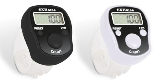 TESEAS Electronic Finger Counter 2 Pack Digital Tally Led Clicker, Resettable 5 LCD Digit Display Tasbeeh Tasbih Hand Tally Counter, Tasbeeh Tasbih Hand Counting for Pray, Golf,Counting,Lap