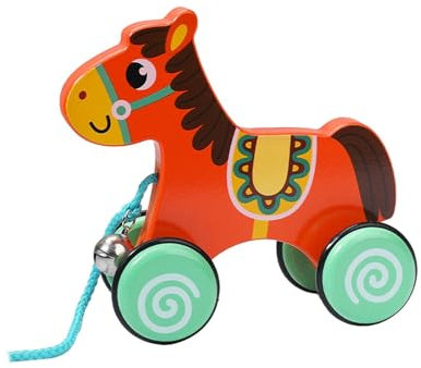 Baoblaze Tierisches Schiebe- und Nachziehspielzeug, Nachziehspielzeug mit Schnur, pädagogisches Spielzeug, Laufspielzeug aus Holz für Mädchen und Kinder, Pferd