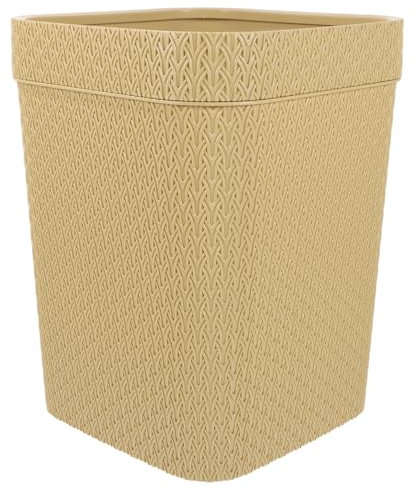 PRETYZOOM Rattan Storage Bucket for Kitchen and Living Woven Garbage Can Yellow Practical Trash Container for Home and Office Use