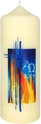 Wiedemann Osterkerze Flammen mit A und O mit aktueller Jahreszahl 170 x Ø 60 mm