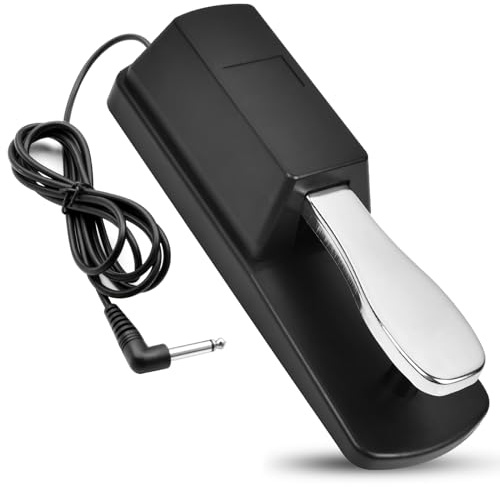Pédale de Sustain Universelle pour Clavier de Piano, Pédale de Sustain Adaptée pour Synthétiseur de Clavier Midi/Piano Électronique Avec Câble de 1,5 M et Interrupteur de Polarité, Compatible Avec