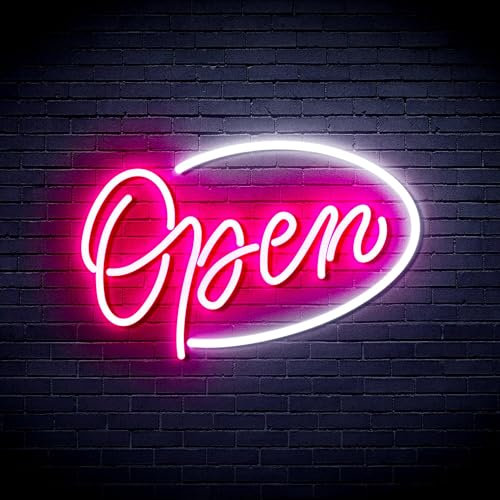 ADVPRO Open Sign Flex Silikon-LED-Neonschild – Weiß & Rosa – st16s43-fnu0079-wk
