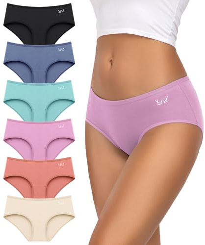 Culottes Femme Coton Élasticité Taille Moyenne Confort Respirant Lot de 6