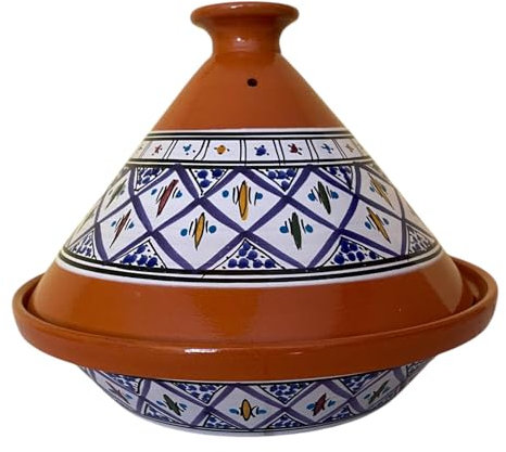 La Maison Unique: Tajine Terracotta Marocchina Tunisina Diametro 32cm Pentola a Pressione Con Coperchio Piatto Etnico Marocchino Cucina Salutare - Qualità Premium - Blu