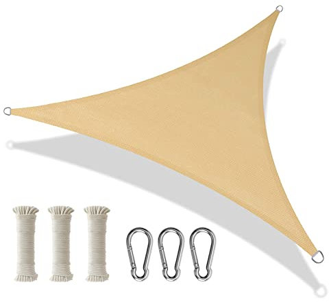 Tenda parasole a vela 6 x 6 x 6 m, triangolare, blocco UV, traspirante, vele ombreggianti per esterni, patio, giardino, feste, colore sabbia, per gli amanti del giardino.