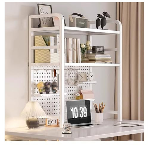 Organizador Librería de Sobremesa de 2 Niveles Escritorio de Ordenador de Hierro Estanteria Escritorio 54 Centímetros Más Distancia de Altura Organizador de Estantería de Sobremesa con Organizador Mul
