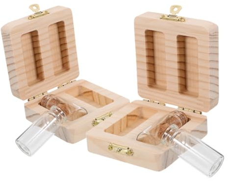 Toyvian Wood and Glass Keepsake Box for Baby Hair, Umbilical Cord and First Tooth Storage, Large Capacity Memory Holder for Newborn Milestones, 2 Pieces