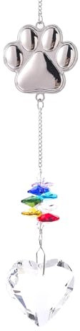 Pet Memorial Suncatcher - Dog Memorial Gifts for Loss of Dog Paw Print Hanging Sun Catcher Rainbow Bridge Crystal Suncatcher Window Sun Catcher Pet Bereavement Gifts for Cat Puppy