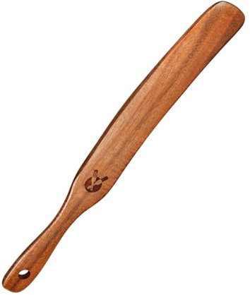 Spreader Spatula, Wooden Spatula, Multipurpose Bread Stirring Spoon Comfortable Handle for Mixing Dough Narrow Jar Scraper Baking Pasta Dessert and Salad, 10.98 Inches