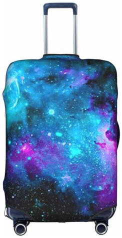 CKGODGF Elastischer Gepäckbezug mit violettem Sternenhimmel-Druck, personalisierbare Gepäckabdeckung mit Reißverschluss., weiß, S