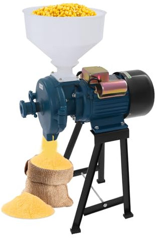 Molinillo eléctrico de cereales 2200 W, molinillo de grano comercial, 1400 rpm, grado de molienda ajustable con embudo, picadora para cereales, para moler maíz, arroz y trigo