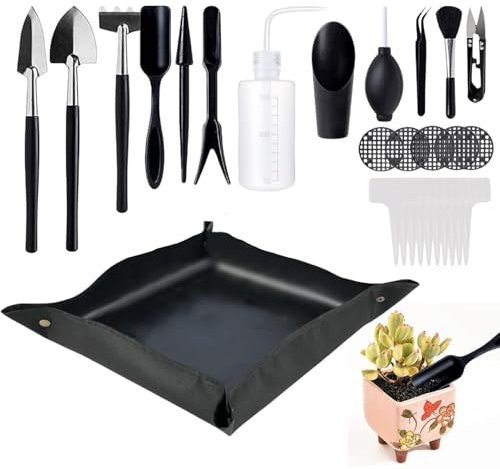 Umtopf-Set, Gartengeräte für manuelle Umpflanzung, Pflegeset mit Matte für Kakteen und Zimmerpflanzen für Innenräume, Balkon, Anfänger