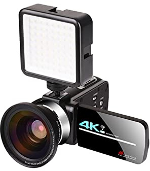 AUBEST Cámara de Video, Camcorder de cámara de Video 4K 5 6MP Cámara de transmisión en Vivo de WiFi Vlogging con Pantalla táctil Visión Nocturna 18x Zoom Digital(Standard,AF2 Flash Lens)