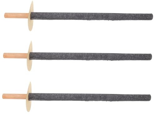 Torches à Main en Bois Ciré Noir 3 Pièces pour Extérieur