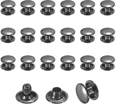 sourcing map 50 Sets Leather Rivets, 8mm Double Cap Rivets, 6mm Height Tubular Metal Studs for Leather Craft Repair and Decoration DIY Clothes, Shoes, Belts, Black