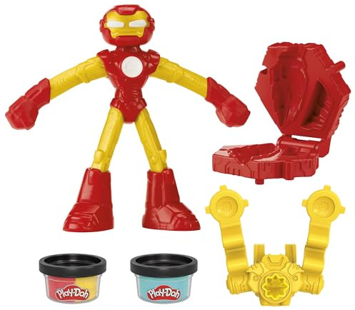 Play-Doh Marvel Iron Man Knet-Starter mit biegsamer Action-Figur, Spielzeug zum Kneten und Spielen für Kinder ab 4 Jahren