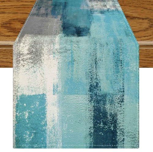 Jayusaror Camino de Mesa Moderno Turquesa Primavera Estilo Retro de Granja Decoración Bohemia Centro de Mesa de 40 x 140 cm Tapete Mesa Comedor para Decoración de Invierno y Otoño en Interiores
