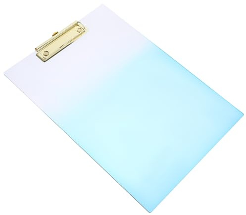NUOBESTY Planchette à Pince Transparente Dégradée Bleue pour Bureau et Étudiants Porte-documents Solide et Portable Support Écriture Pratique pour Documents et Notes
