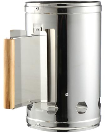 Anneome Accenditore Barbecue Accendifuoco in Acciaio Manico in Legno Termoisolante Strumento Rapido per Carbonella Uso Esterno per Barbecue Fornelli e Fuochi da Campo